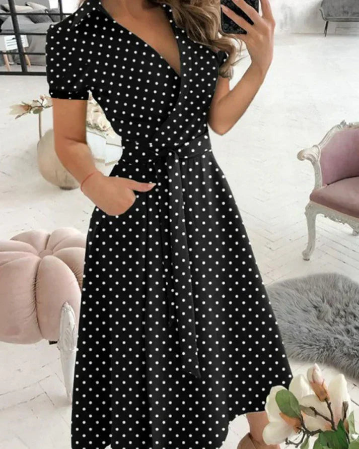 Yamira - Chic V-Neck Midi Dress for Women