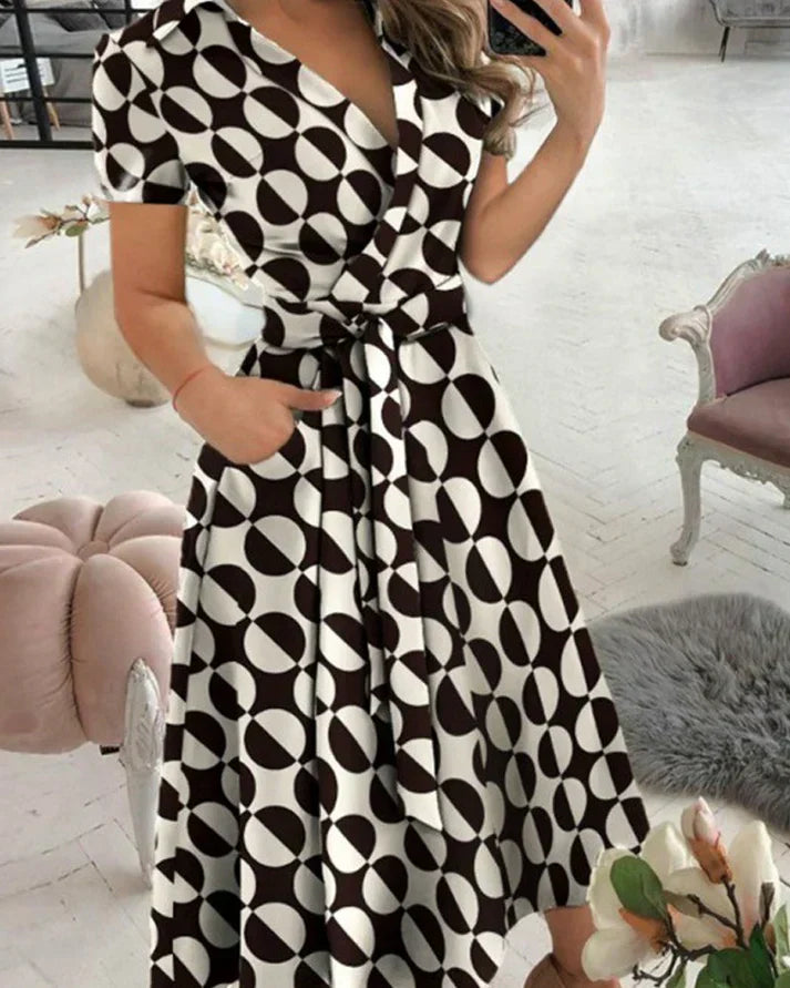 Yamira - Chic V-Neck Midi Dress for Women