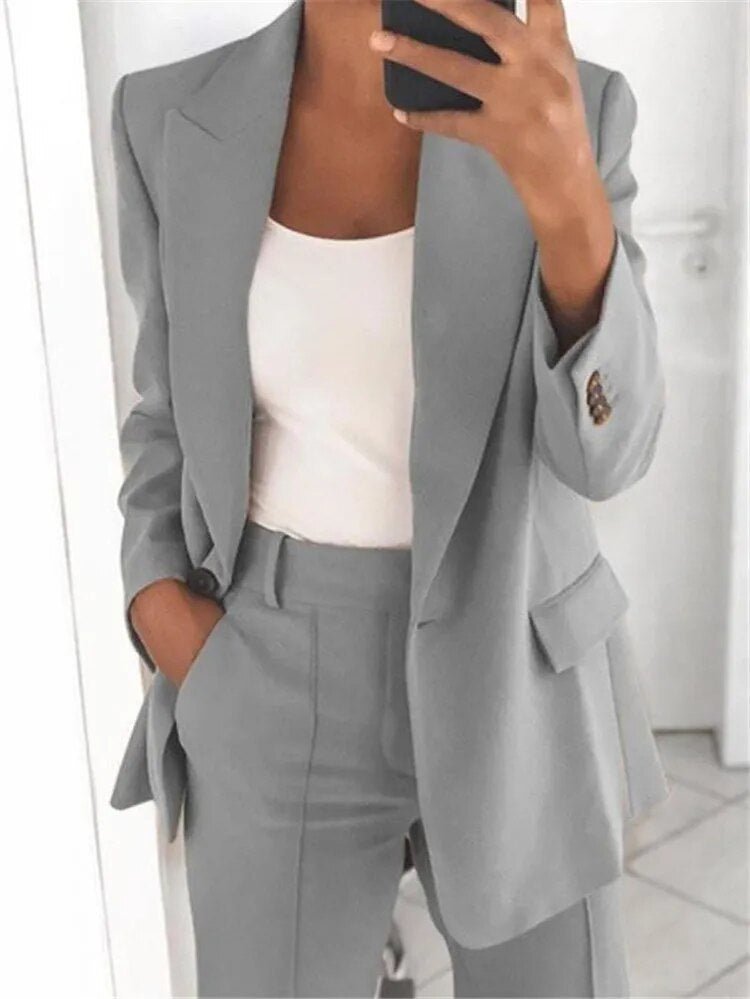 Blazer and Wide-Leg Trousers Ensemble