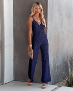 Lace-Trim Sleeveless Jumpsuit