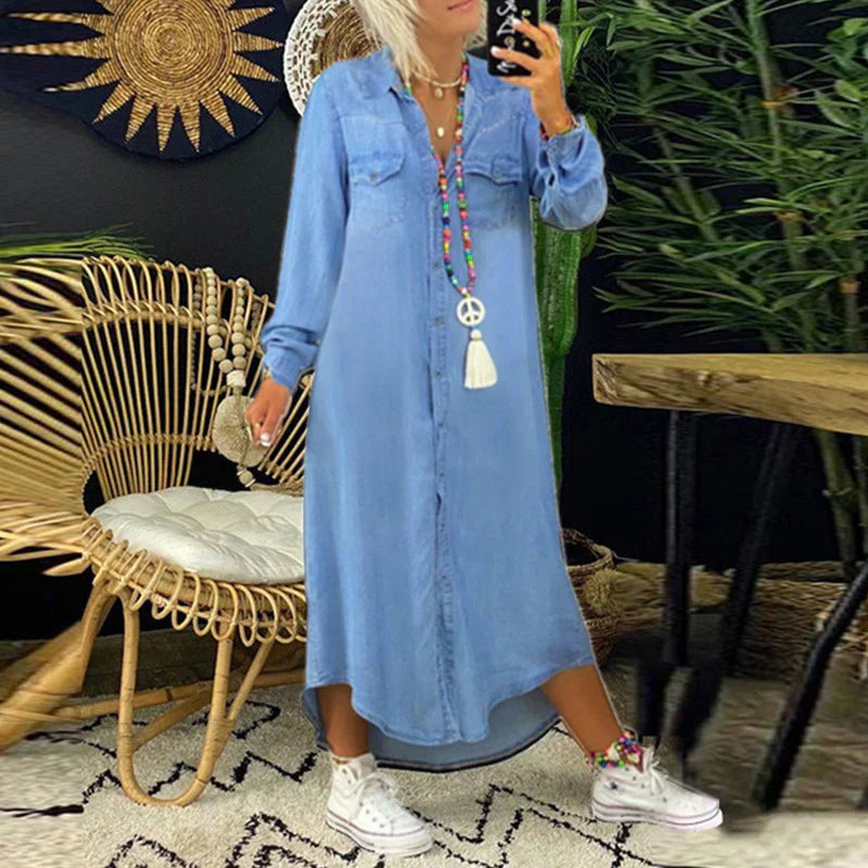 Women's Solid Color Denim Dress