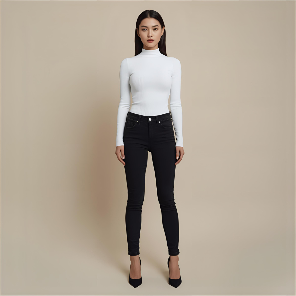 ELVÉRIA | White Elegant Turtleneck Longsleeve