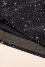 Chic Black Glitter Dress Featuring a Trendy Mesh Overlay