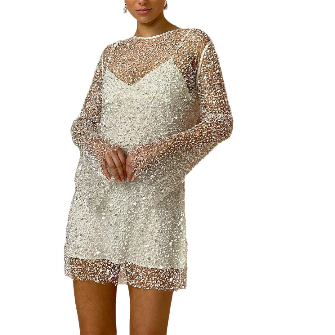 Sparkling Sheer Mesh Gown