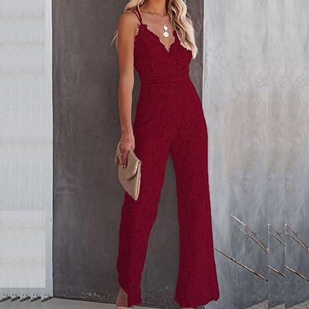 Lace-Trim Sleeveless Jumpsuit