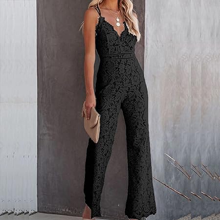 Lace-Trim Sleeveless Jumpsuit