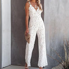 Lace-Trim Sleeveless Jumpsuit