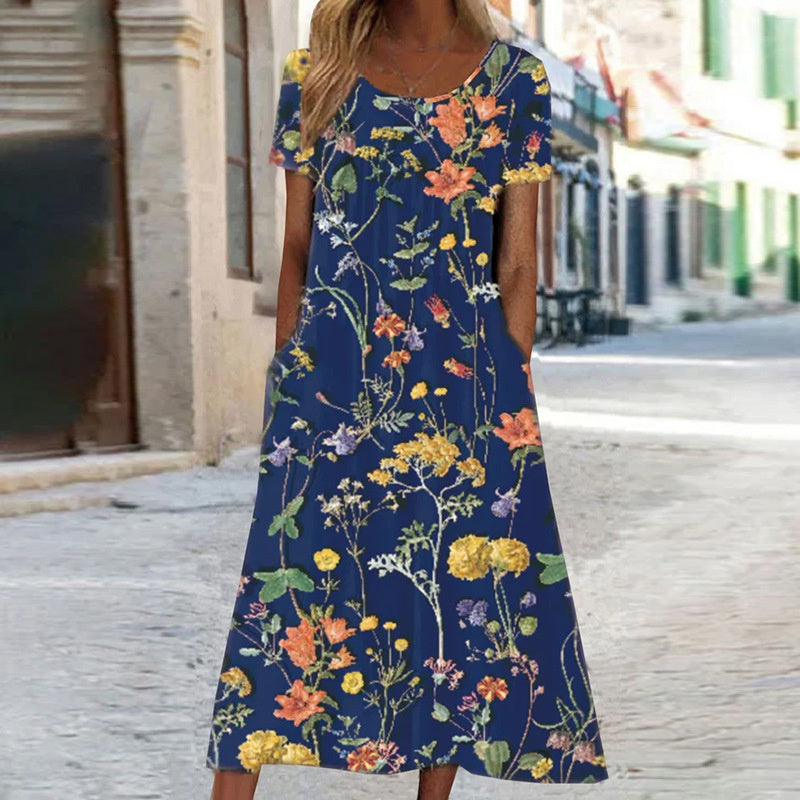 Chic Floral Dress with Tummy-Enhancing Design