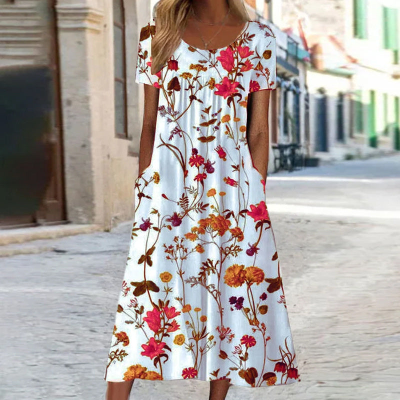 Chic Floral Dress with Tummy-Enhancing Design