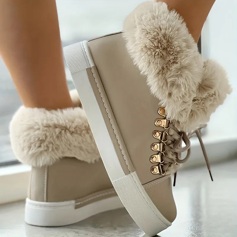 Stylishly Designed Lace-Up Padded Ankle Boots