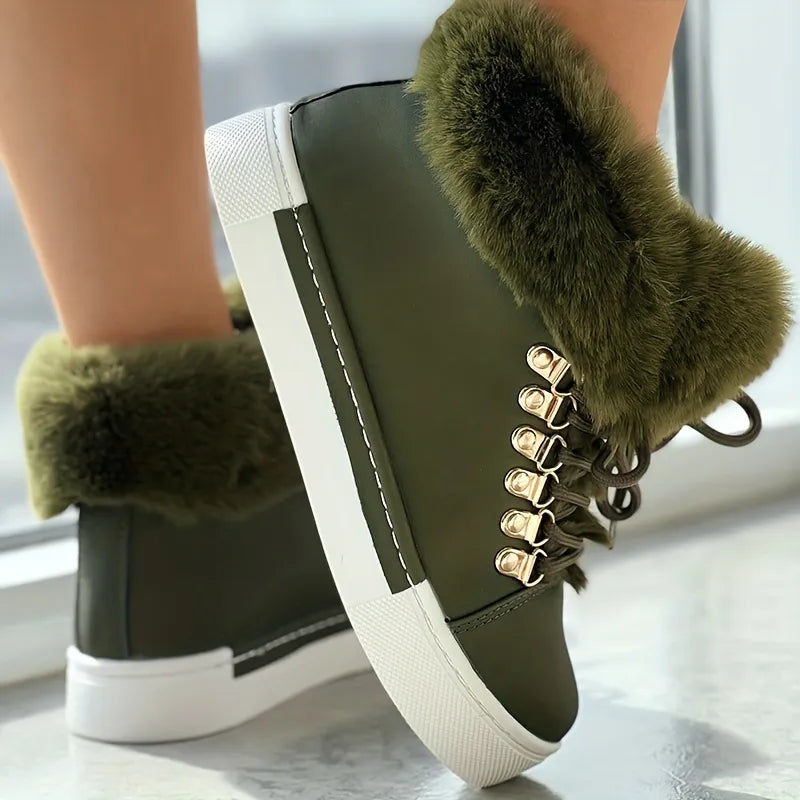 Stylishly Designed Lace-Up Padded Ankle Boots