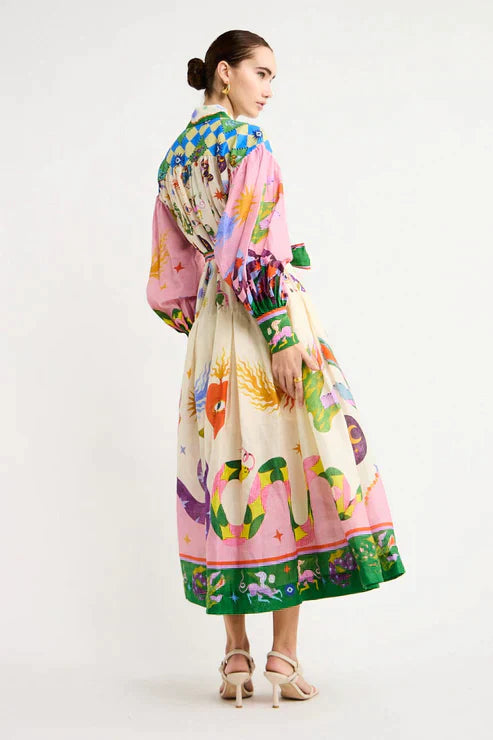 Vintage-Inspired Long Printed Dress