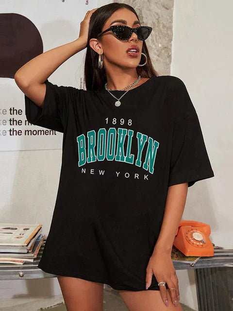 Brooklyn York Retro-Style Oversized Tee