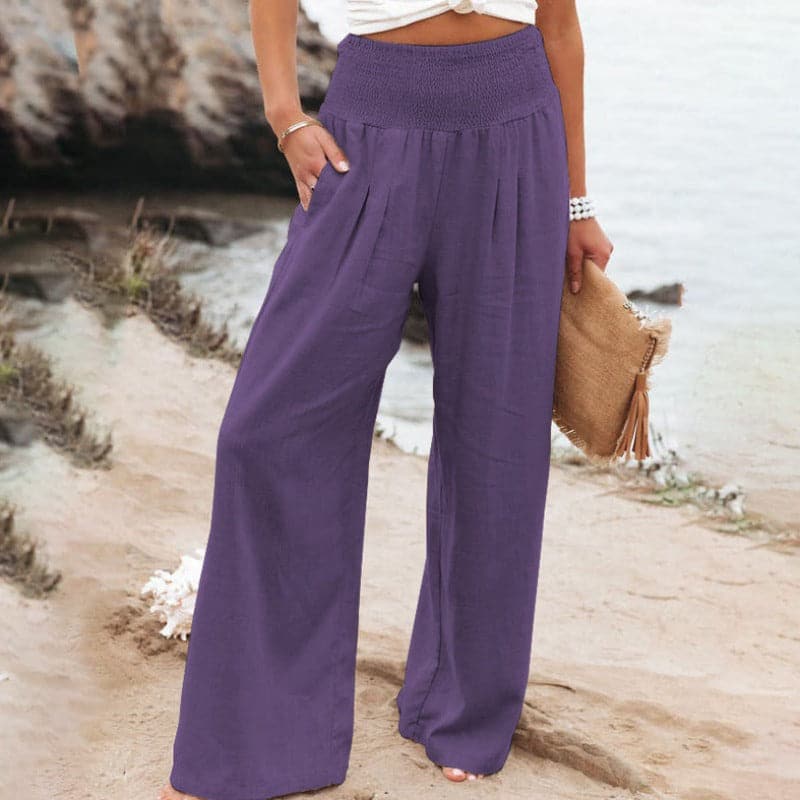 Relaxed Fit Wide-Leg Trousers for Women