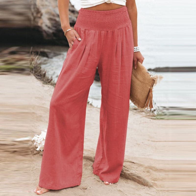 Relaxed Fit Wide-Leg Trousers for Women