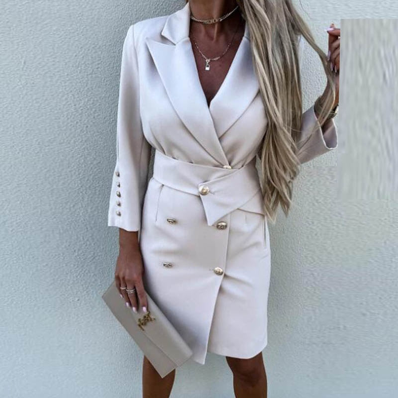Stylish Double-Breasted Blazer Dress" or "Sophisticated Double-Breasted Blazer Coat Dress.