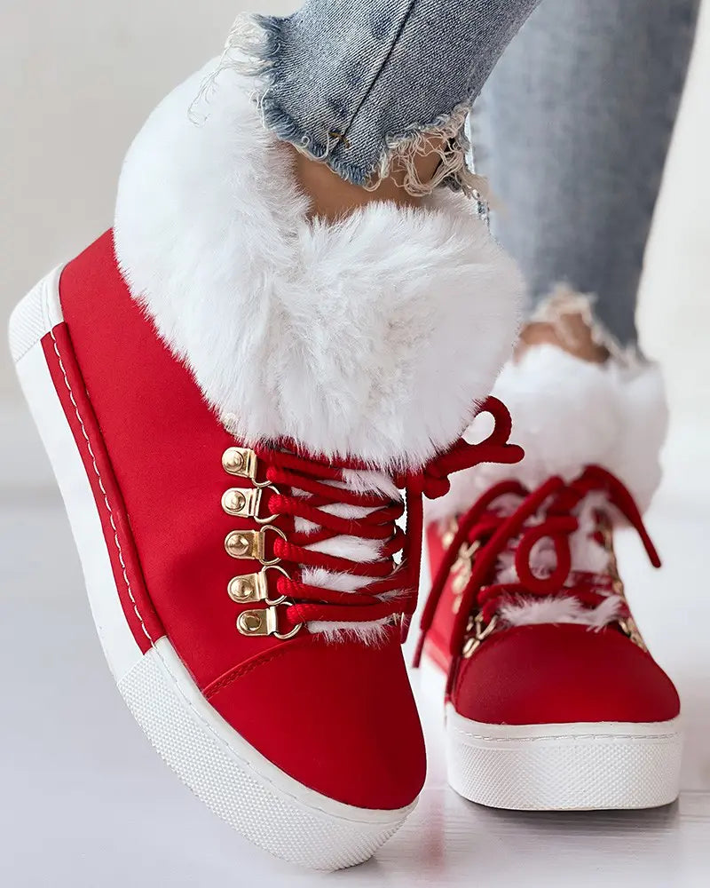 Stylishly Designed Lace-Up Padded Ankle Boots