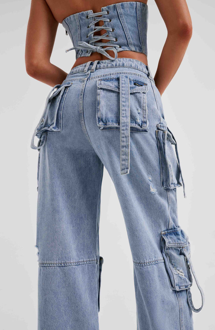 Chic Women's Denim Cargo Pants